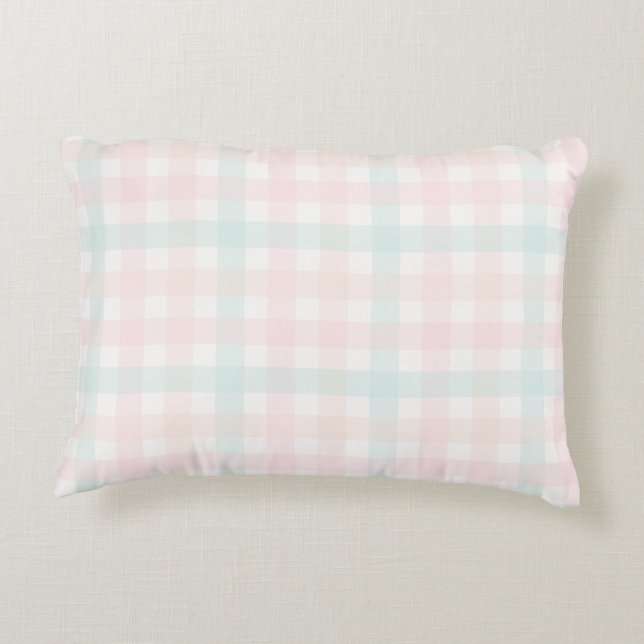 Rosa Gingham Prydnadskudde (Baksidan)