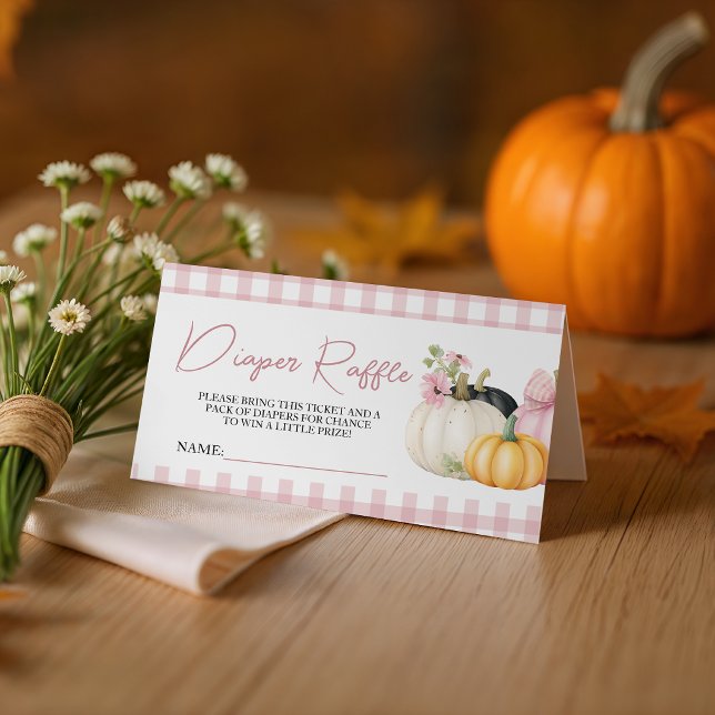Rosa Gingham Pumpa Blöja Lotteri Biljettkort Tilläggskort (Skapare uppladdad)