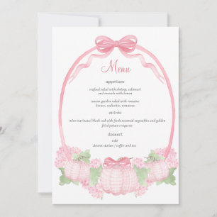 Rosa Gingham Pumpkin Baby Shower Menu Inbjudningar