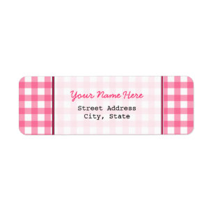 Rosa Gingham Returadressetikett Returadress Etikett
