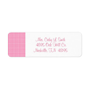 Rosa Gingham Returetiketters Returadress Etikett