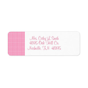 Rosa Gingham Returetiketters Returadress Etikett