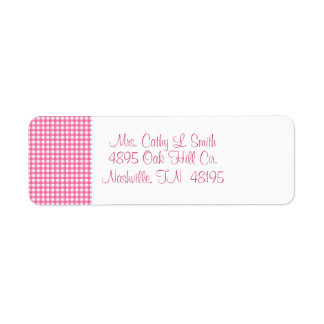 Rosa Gingham Returetiketters Returadress Etikett