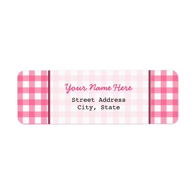 Rosa Gingham Return-adressetikett Returadress Etikett (Framsidan)