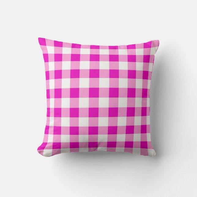 Rosa Gingham Reversible Dekorativ kudde (Framsida)