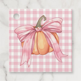 Rosa Gingham Ribbon Pumpkin, Coquette Pumpkin Gåvor Etiketter
