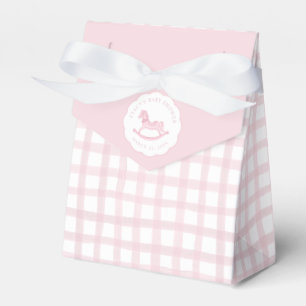 Rosa Gingham Rocking Horse Baby Favor Bag Presentaskar
