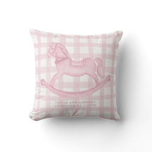 Rosa Gingham Rocking Horse Flicka Birth Pillow