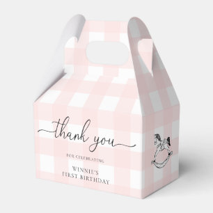 Rosa Gingham Rocking Horse Tack Favor Box Presentaskar