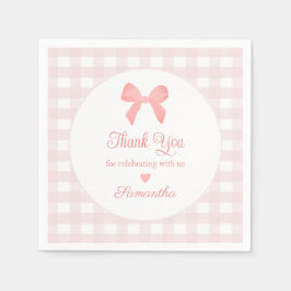 Rosa Gingham Rosa Bow Birthday Pappersservett
