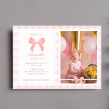 Rosa Gingham Rosa Bow Birthday Photo