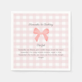 Rosa Gingham Rosa Bow Birthday Roligt fact Pappersservett