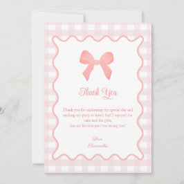 Rosa Gingham Rosa Bow Birthday Tack Kort