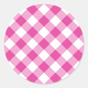 Rosa Gingham Runt Klistermärke