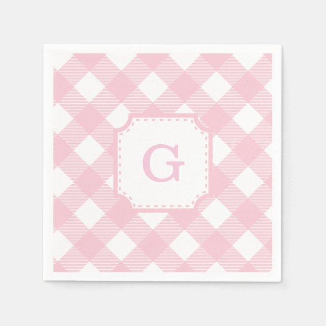 Rosa Gingham Rutigt Mönster Pappersservett (Framsidan)