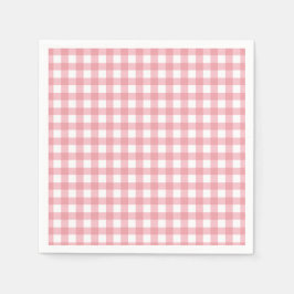 Rosa Gingham-serverns födelsedag Pappersservett