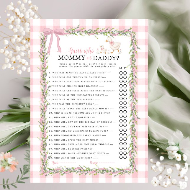 Rosa Gingham Silly Goose Gissa Mamma eller Pappa  (Skapare uppladdad)
