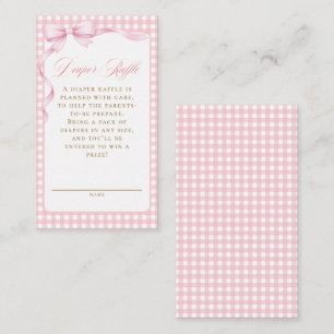 Rosa Gingham-skjorta Blöja Lotteri Baby Shower Tilläggskort