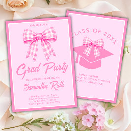 Rosa Gingham-skjorta Examenstårtfest Inbjudningar