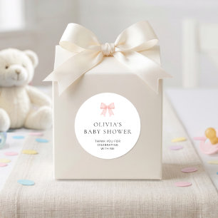 Rosa Gingham-slinga Tack Baby Shower Runt Klistermärke