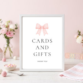 Rosa Gingham-slöja Kort Gåvor Baby Shower Poster