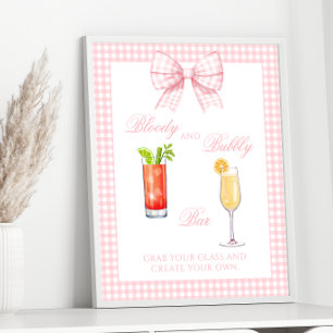 Rosa Gingham-slöja Preppy Coctail Bar Skylt Affisc