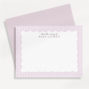 Rosa Gingham Snygga Vågiga Ram Barnkammarens Notko Inbjudningar