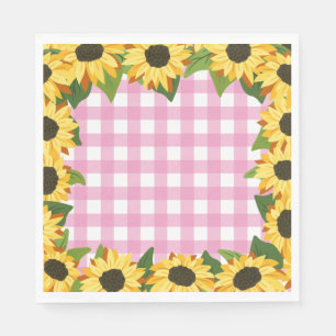 Rosa Gingham & Solrosor Pappersservett