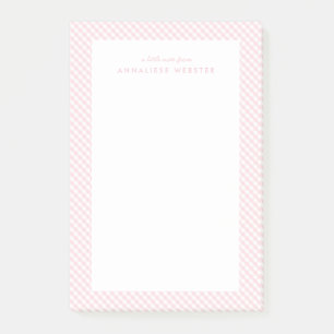 Rosa gingham söt, söt personlig post-it block