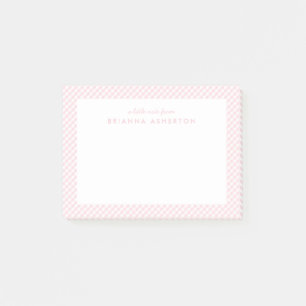 Rosa gingham söt, söt personlig post-it block
