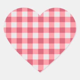 Rosa Gingham Sticker - Mysigt och Cute Vibes Hjärtformat Klistermärke
