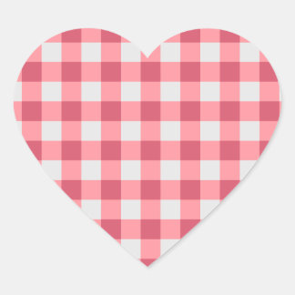 Rosa Gingham Sticker - Mysigt och Cute Vibes Hjärtformat Klistermärke