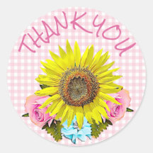 Rosa Gingham Sunblomma Tack Stickers