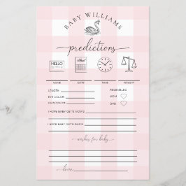 Rosa Gingham Svan Baby Förutsägelse Spel