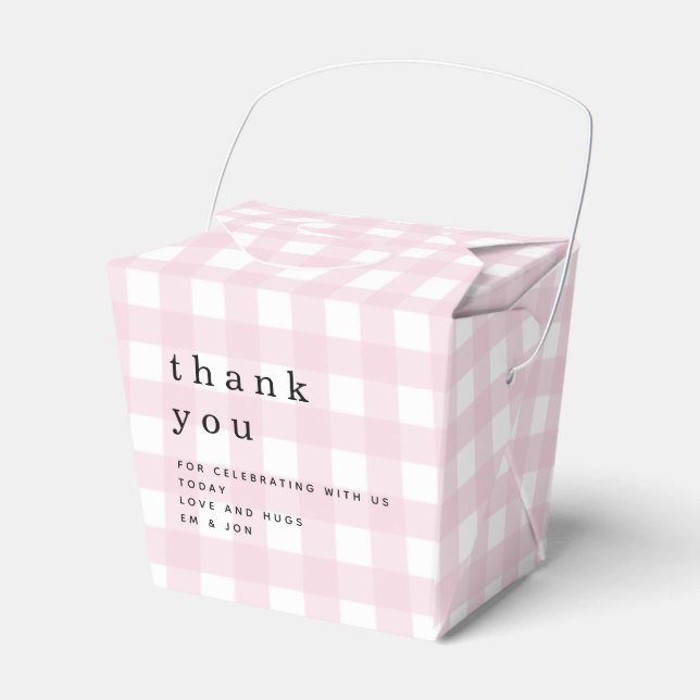 Rosa Gingham Tack Picnic Baby Shower Presentaskar (Framsidan Sidan)