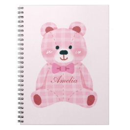 Rosa Gingham Teddy Anteckningsbok