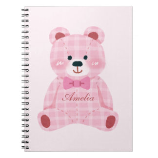 Rosa Gingham Teddy Anteckningsbok