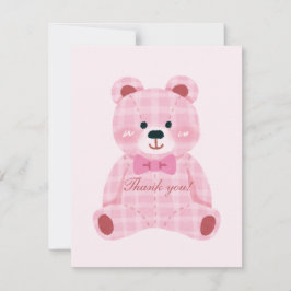 Rosa Gingham Teddy Anteckningskort
