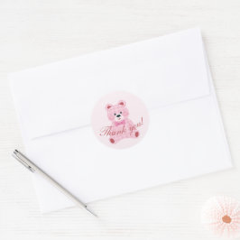 Rosa Gingham Teddy Runt Klistermärke