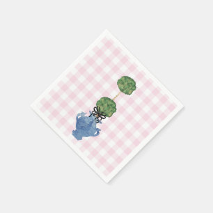 Rosa Gingham Topiary Gingerkruka Pappersgästhanddu Pappersservett