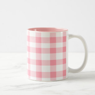 Rosa Gingham Två-Tonad Mugg