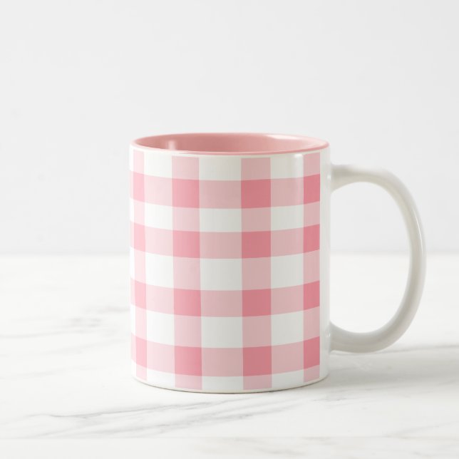Rosa Gingham Två-Tonad Mugg (Höger)