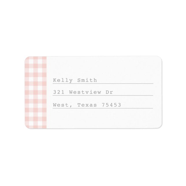  Rosa Gingham Typewriter-Adressetiketter Adressetikett (Framsidan)