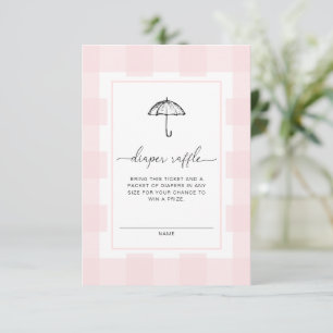 Rosa Gingham Umbrella Diaper Raffle-hölje Inbjudningar