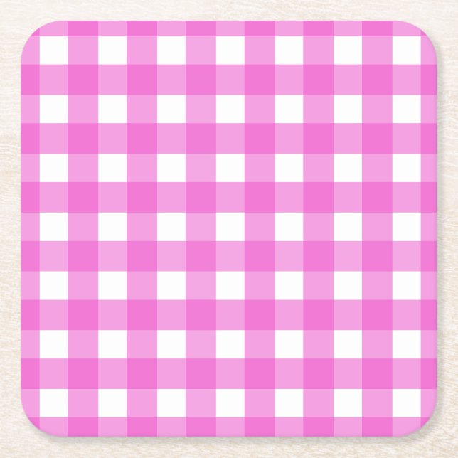 Rosa gingham underlägg papper kvadrat (Framsidan)