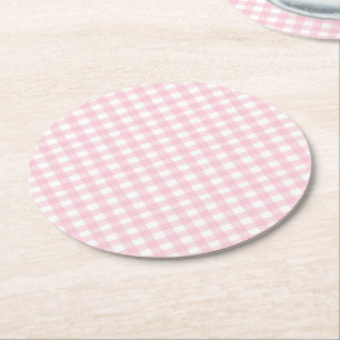Rosa Gingham Underlägg Papper Rund