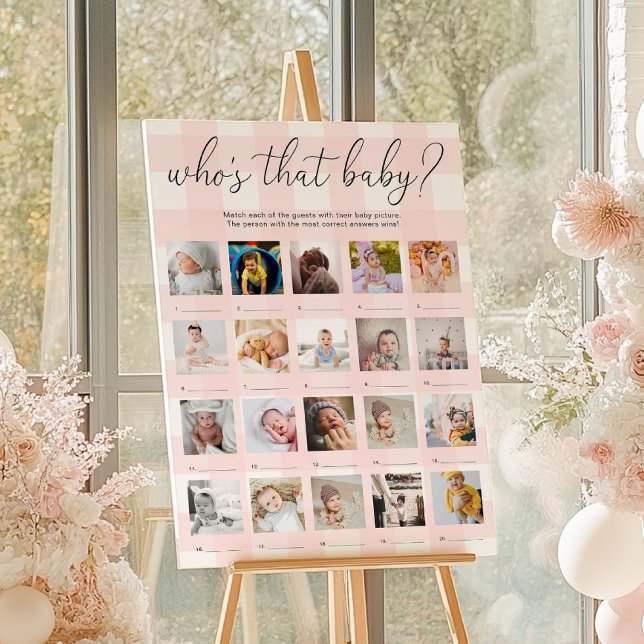 Rosa Gingham Vem Är Det Bebis 20 Bilders Spel Affi Poster (Skapare uppladdad)