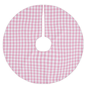 Rosa Ginghamkontrollmönster Julgransmatta Borstad Polyester
