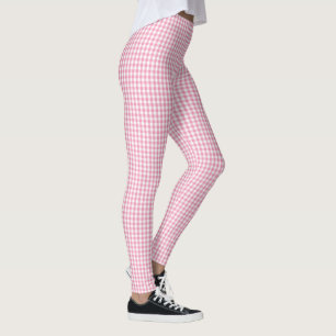Rosa Ginghamplädmönster Leggings