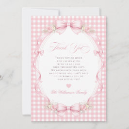 Rosa Ginghamslinga Blommig Bebisdusch Tack Kort